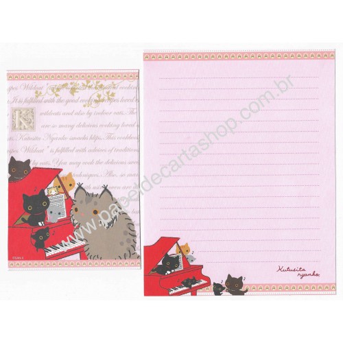 Conjunto de Papel de Carta Importado Kutusita Nyanko Recipes 7 - San-X Japan