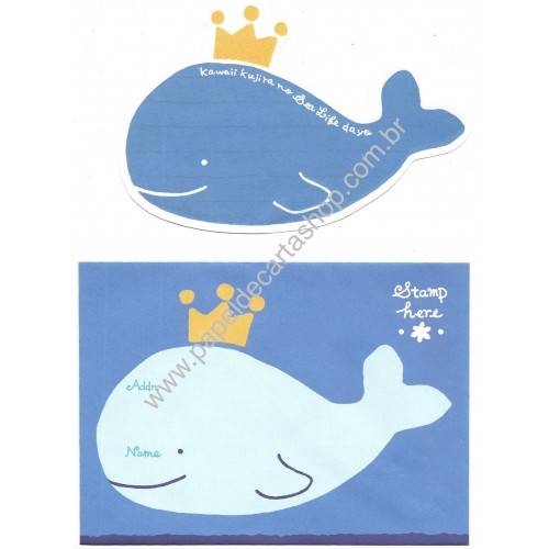 Conjunto de Papel de Carta Importado Alpha Point Kawaii KUJIRA DC