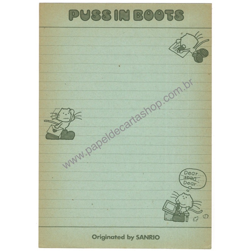 Ano 1975. Papel de Carta PUSS IN BOOTS Sanrio