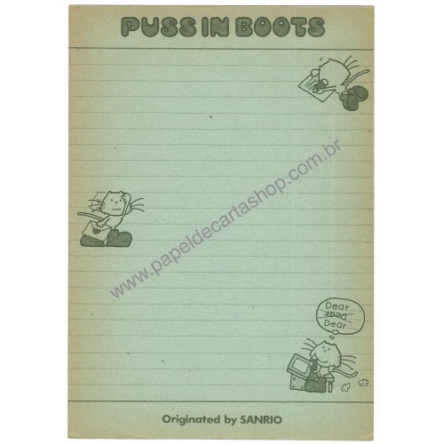 Ano 1975. Papel de Carta PUSS IN BOOTS Sanrio