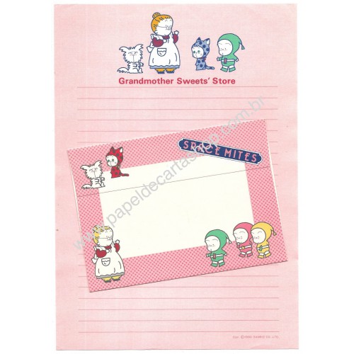 Ano 1980. Conjunto de Papel de Carta Space Mites CRS Sanrio