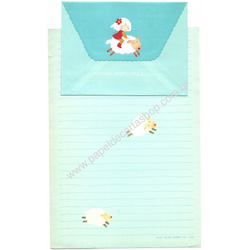 Ano 1980. Conjunto de Papel de Carta Vintage Fantasy Land Sanrio