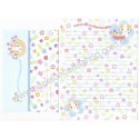 Ano 2007. Conjunto de Papel de Carta Fuwa Fuwa Nyanko Blue Sanrio