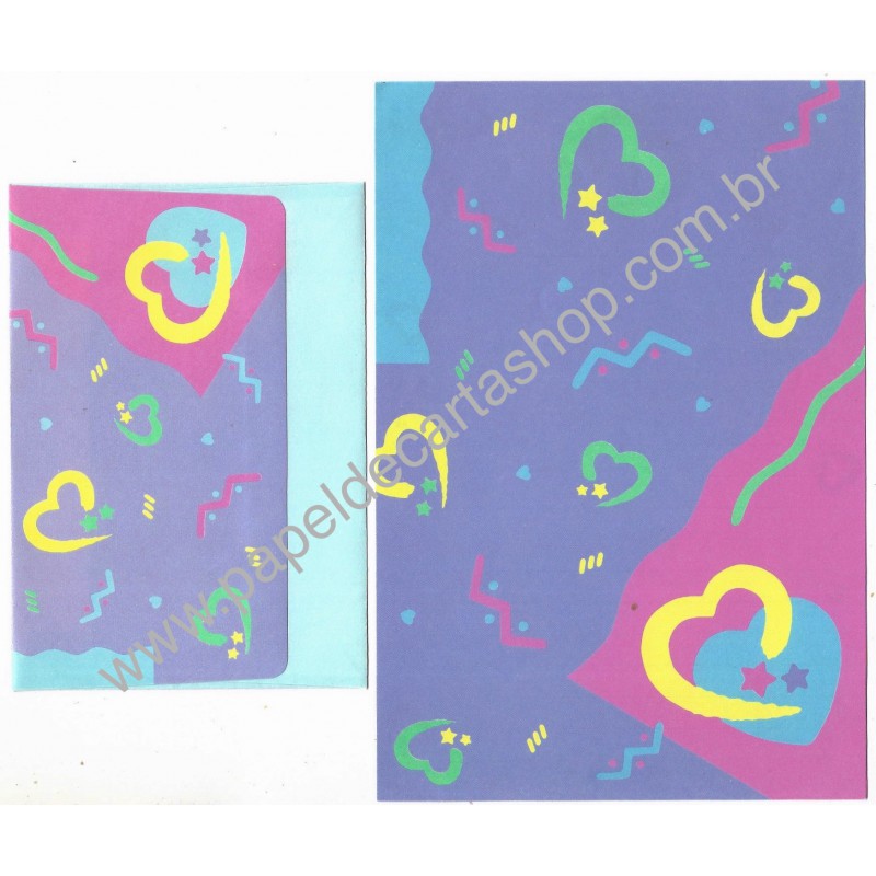 Ano 1988. Conjunto de Papel de Carta Heart Fashion Folio HT Sanrio