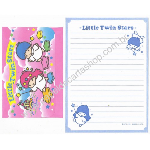 Ano 1991. Conjunto de Papel de Carta Little Twin Stars STR Sanrio