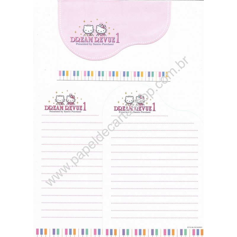 Ano 2000. Conjunto de Papel de Carta Hello Kitty Dream Revue 1 Sanrio