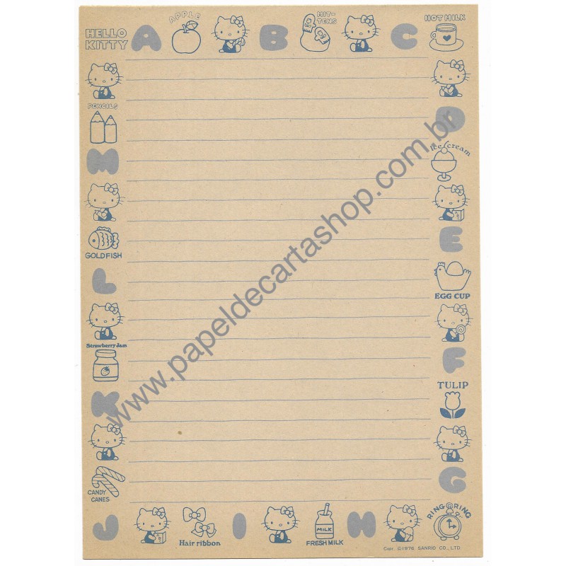 Ano 1976. Conjunto de Papel de Carta Hello Kitty Apple Sanrio