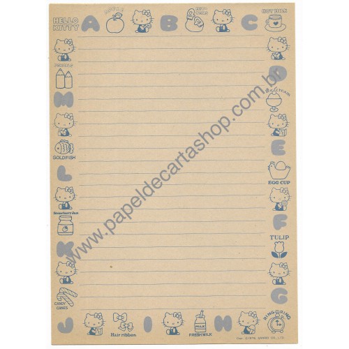 Ano 1976. Conjunto de Papel de Carta Hello Kitty Apple Sanrio
