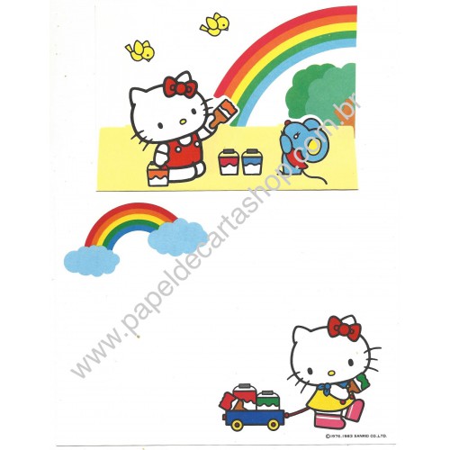 Ano 1983. Conjunto de Papel de Carta Hello Kitty Painting Sanrio