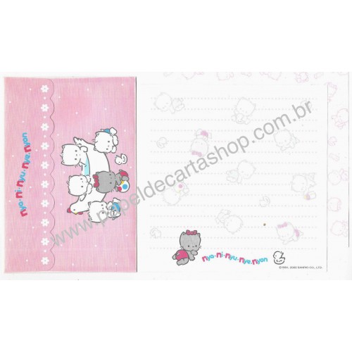 Ano 2000. Kit 3 Conjuntos de Papel de Carta Nya*Ni*Nyu*Nye*Nyon Sanrio