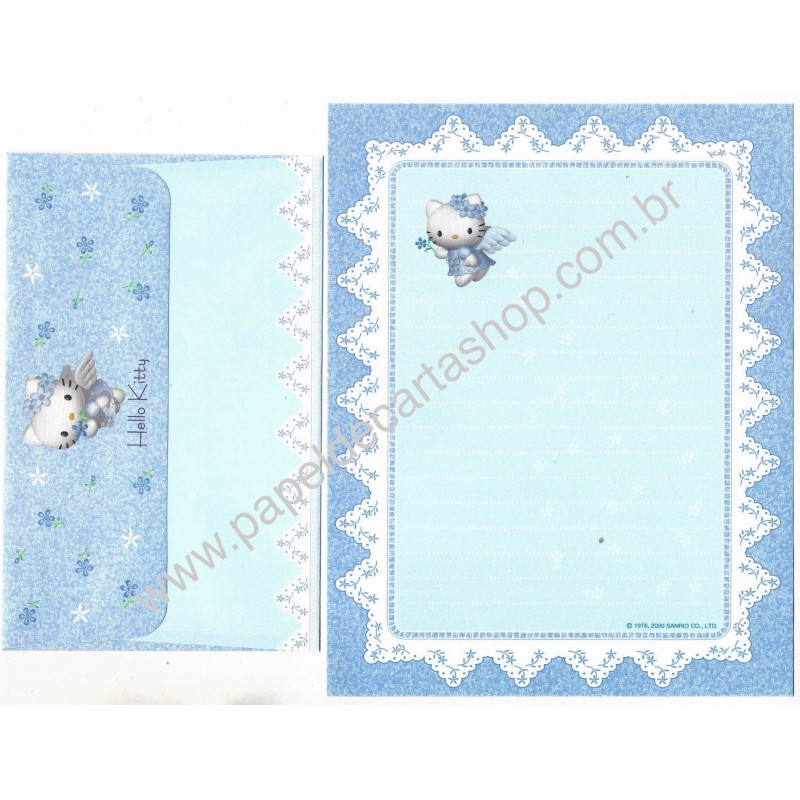 Ano 2000. Conjunto de Papel de Carta Hello Kitty Angel Kitty 2 Sanrio