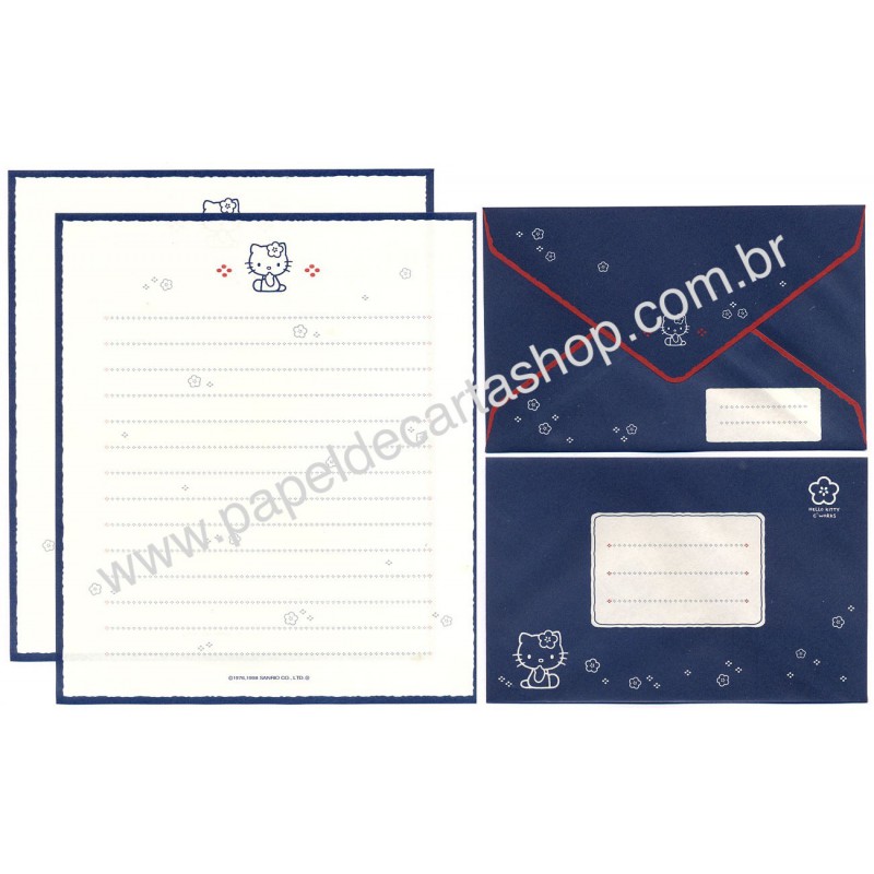 Ano 1998. Conjunto de Papel de Carta Hello Kitty CCAZ Sanrio