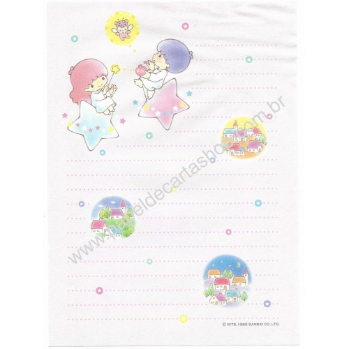 Ano 1985. Conjunto de Papéis de Carta Little Twin Stars Star Sanrio