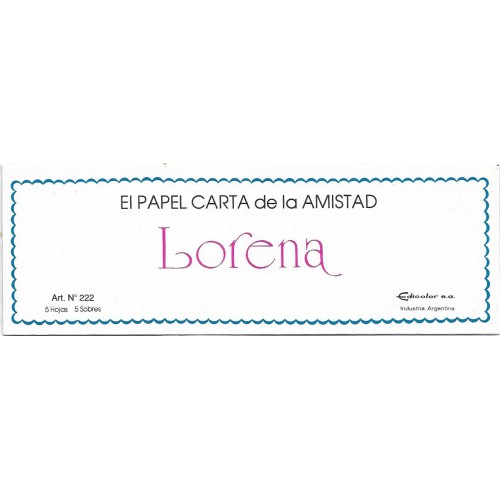 Conjunto de Papel de Carta Importado Lorena 02 Edicolor Argentina