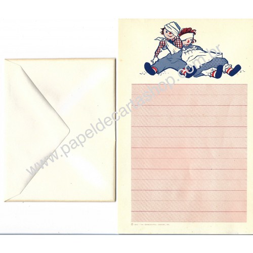 Conjunto de Papel de Carta Raro Importado Raggedy Ann & Andy CRS2