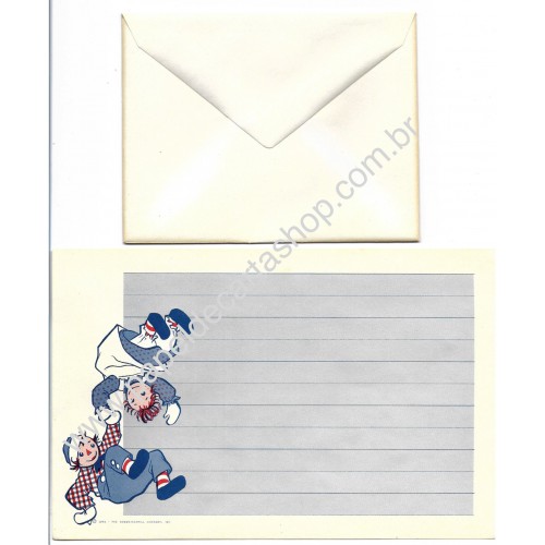 Conjunto de Papel de Carta Raro Importado Raggedy Ann & Andy CAZ1