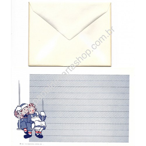 Conjunto de Papel de Carta Raro Importado Raggedy Ann & Andy CAZ2