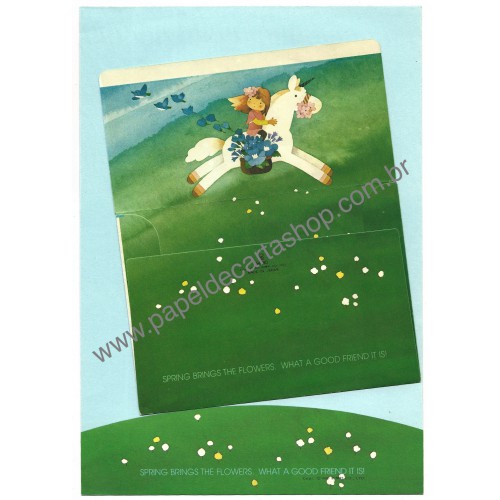 Ano 1980. Conjunto de Papel de Carta Vintage Fantasy Land CVD Sanrio