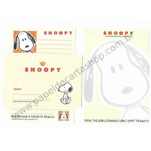 Kit 2 Conjuntos de Papéis de Carta Originais Antigos Snoopy CLA Peanuts