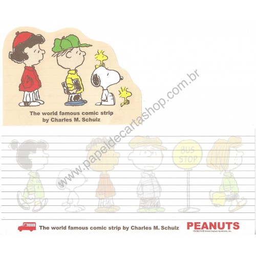 Conjunto de Papel de Carta Original Antigo Bus Stop Peanuts Sanrio