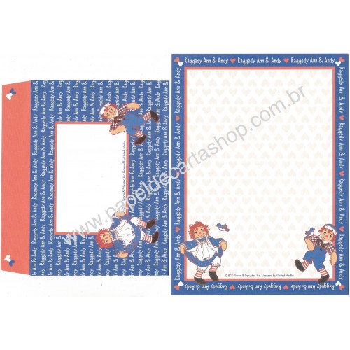 Conjunto de Papel de Carta Importado Raggedy Ann & Andy CVM
