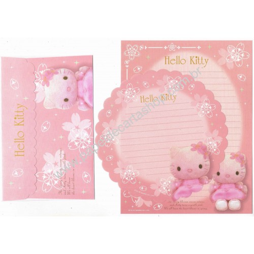 Ano 2007. Kit 2 Conjuntos de Papéis de Carta Hello Kitty Pelúcia Sanrio