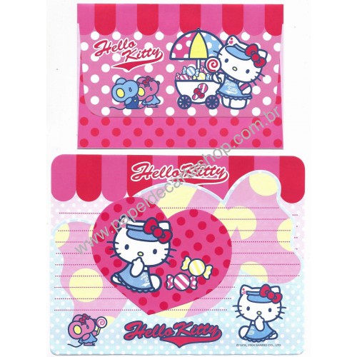 Ano 2004. Conjunto de Papel de Carta Hello Kitty Lollypop Sanrio