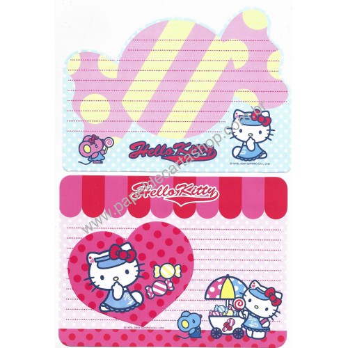 Ano 2004. Conjunto de Papel de Carta Hello Kitty Lollypop Sanrio