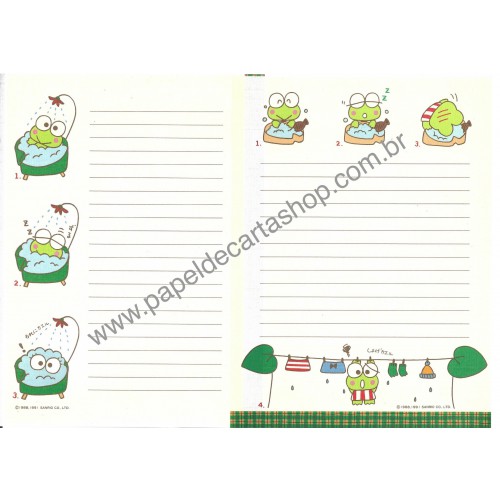 Ano 1991. Kit 2 Conjuntos de Papéis de Carta Keroppi Sanrio