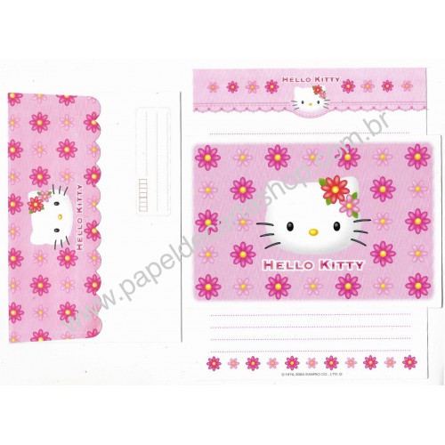 Ano 2004. Conjunto de Papel de Carta Hello Kitty CRS Sanrio