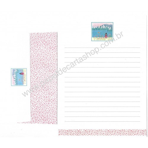 Conjunto de Papel de Carta Antigo (Vintage) Japonesa CRS JPN
