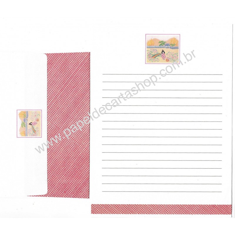 Conjunto de Papel de Carta Antigo (Vintage) Japonesa CVM JPN