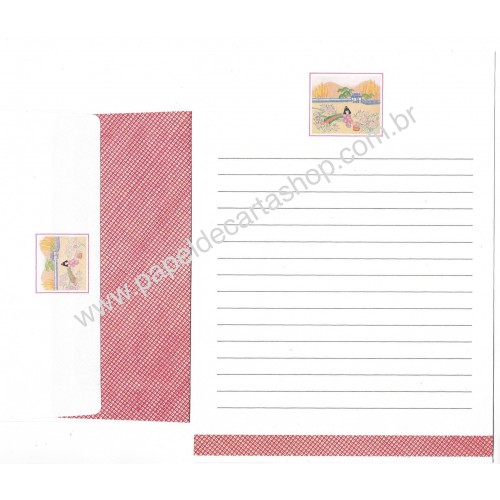 Conjunto de Papel de Carta Antigo (Vintage) Japonesa CVM JPN