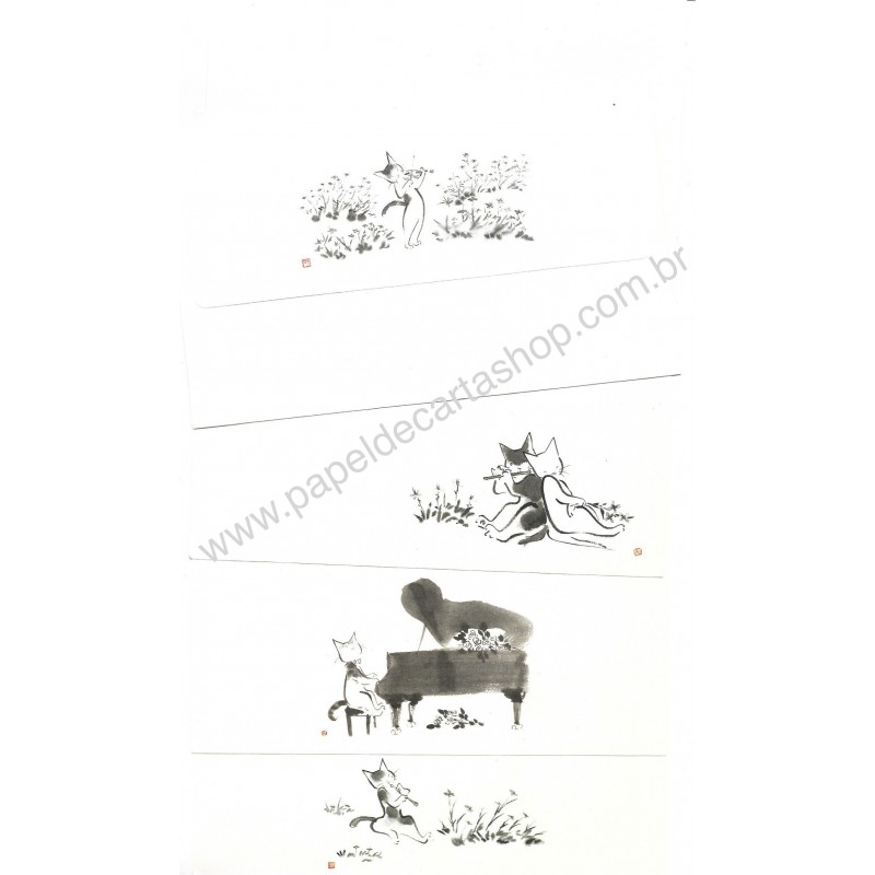 Conjunto de Papel de Carta Antigo (Vintage) MUSIC JPN