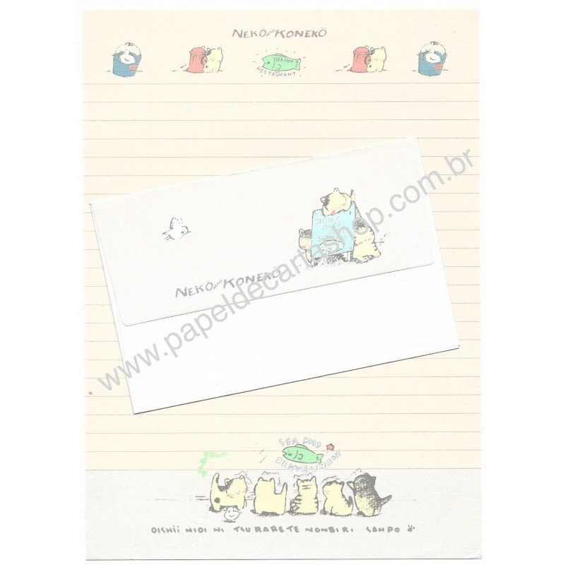 Conjunto de Papel de Carta Antigo (Vintage) NEKO NEKO KONEKO CRS Gakken