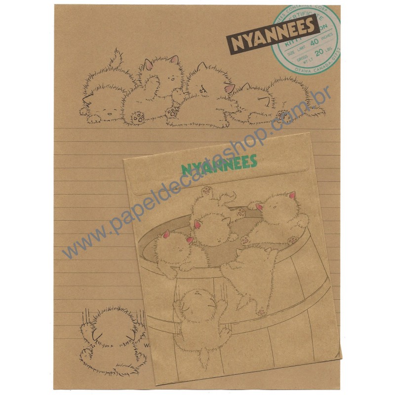 Conjunto de Papel de Carta Antigo (Vintage) Nyanneess MIDORI JAPAN