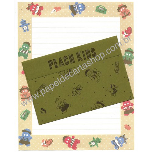 Conjunto de Papel de Carta Antigo (Vintage) Peach Kids Japan