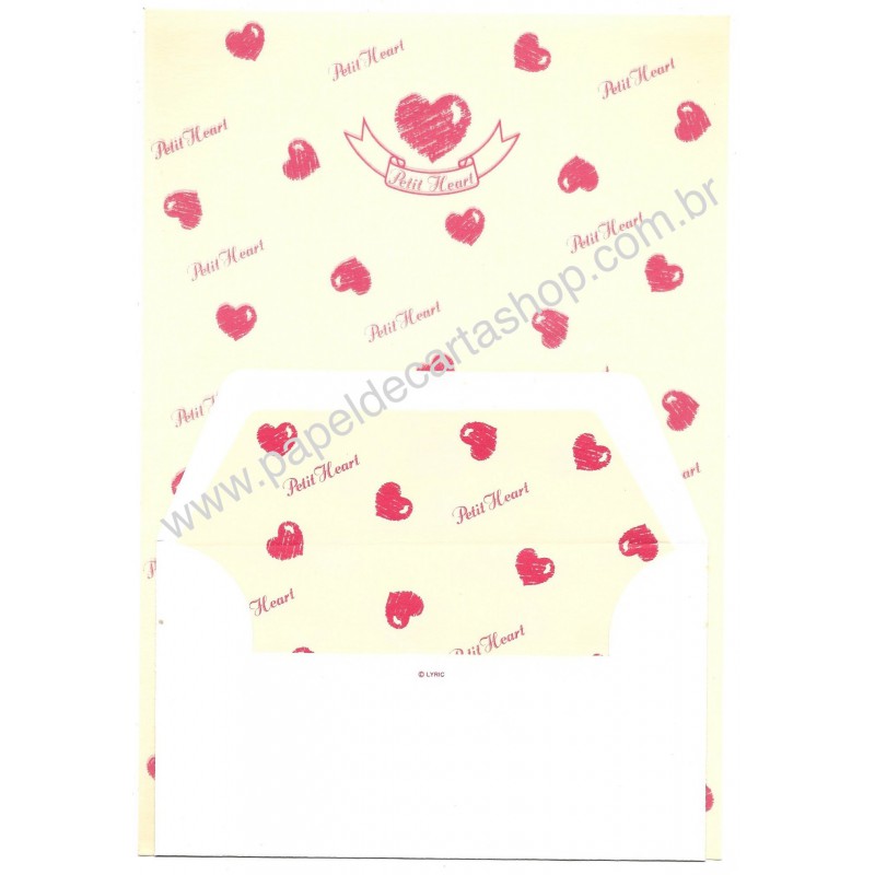 Conjunto de Papel de Carta Antigo (Vintage) Petit Heart CVM LYRIC JAPAN