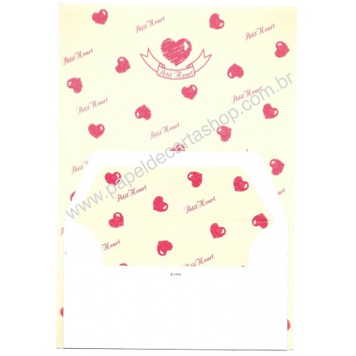 Conjunto de Papel de Carta Antigo (Vintage) Petit Heart CVM LYRIC JAPAN