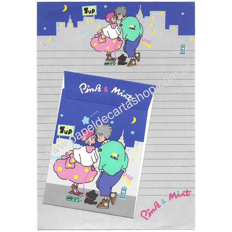 Conjunto de Papel de Carta Antigo (Vintage) Pink & Mint Japan