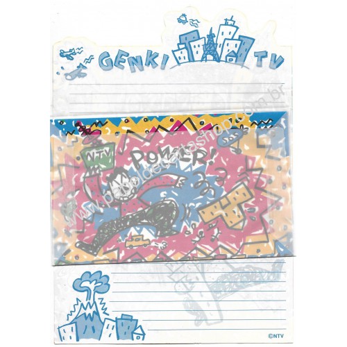 Conjunto de Papel de Carta Antigo (Vintage) Power Genki TV NTV JAPAN
