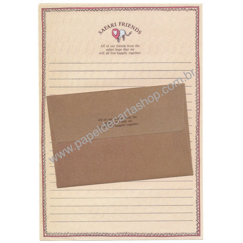Conjunto de Papel de Carta Antigo (Vintage) Safari Friends