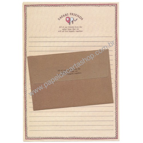 Conjunto de Papel de Carta Antigo (Vintage) Safari Friends