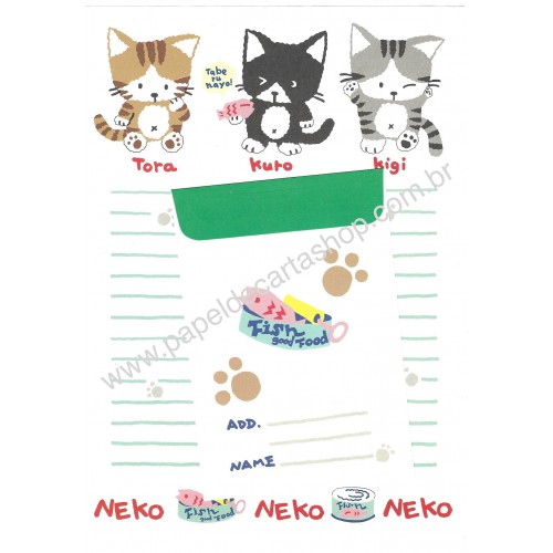 Conjunto de Papel de Carta Antigo (Vintage) Tora Kuro & Kigi