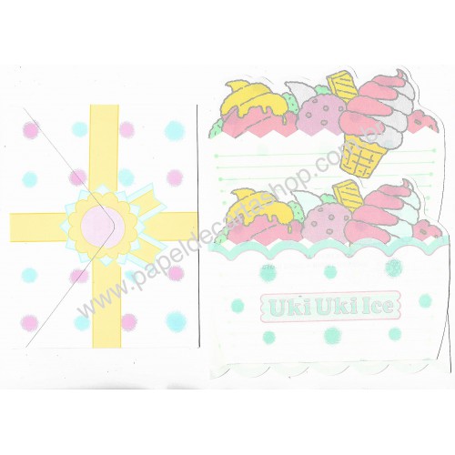 Conjunto de Papel de Carta Antigo (Vintage) Uki Uki Ice Japan
