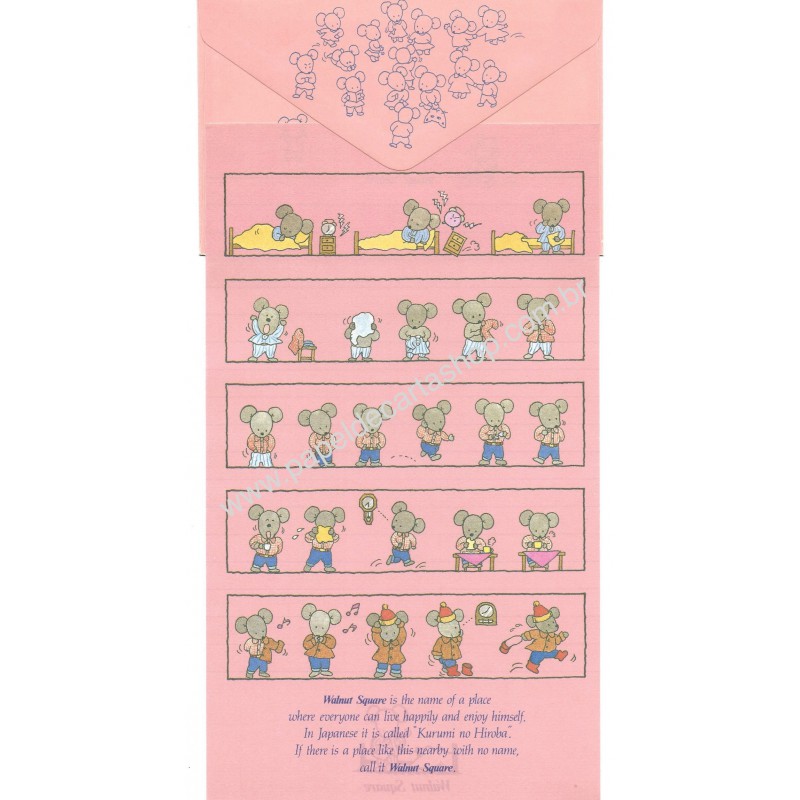 Conjunto de Papel de Carta Antigo (Vintage) Wallnut Square KOKUYO