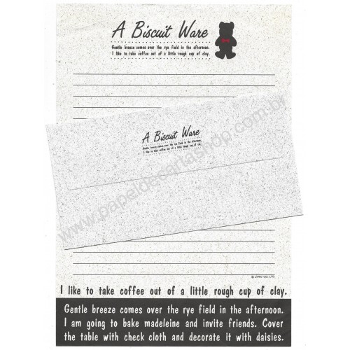 Conjunto de Papel de Carta Antigo A Biscuit Ware Lyric Japan