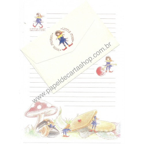 Conjunto de Papel de Carta Antigo Importado Little John JAPAN