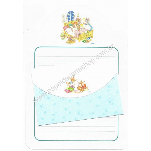 Conjunto de Papel de Carta Vintage Chick JAPAN