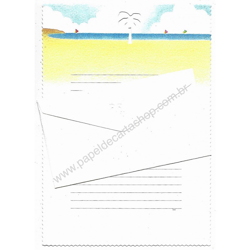Conjunto de Papel de Carta Vintage Beach JAPAN
